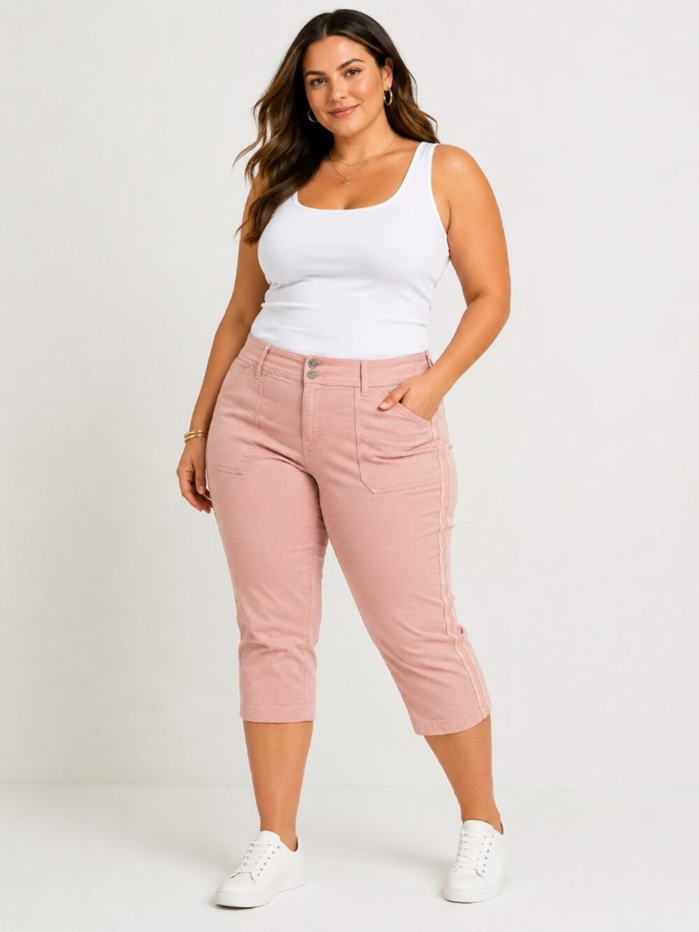 Torrid Capri Pants with Strip down sides Pale Pink